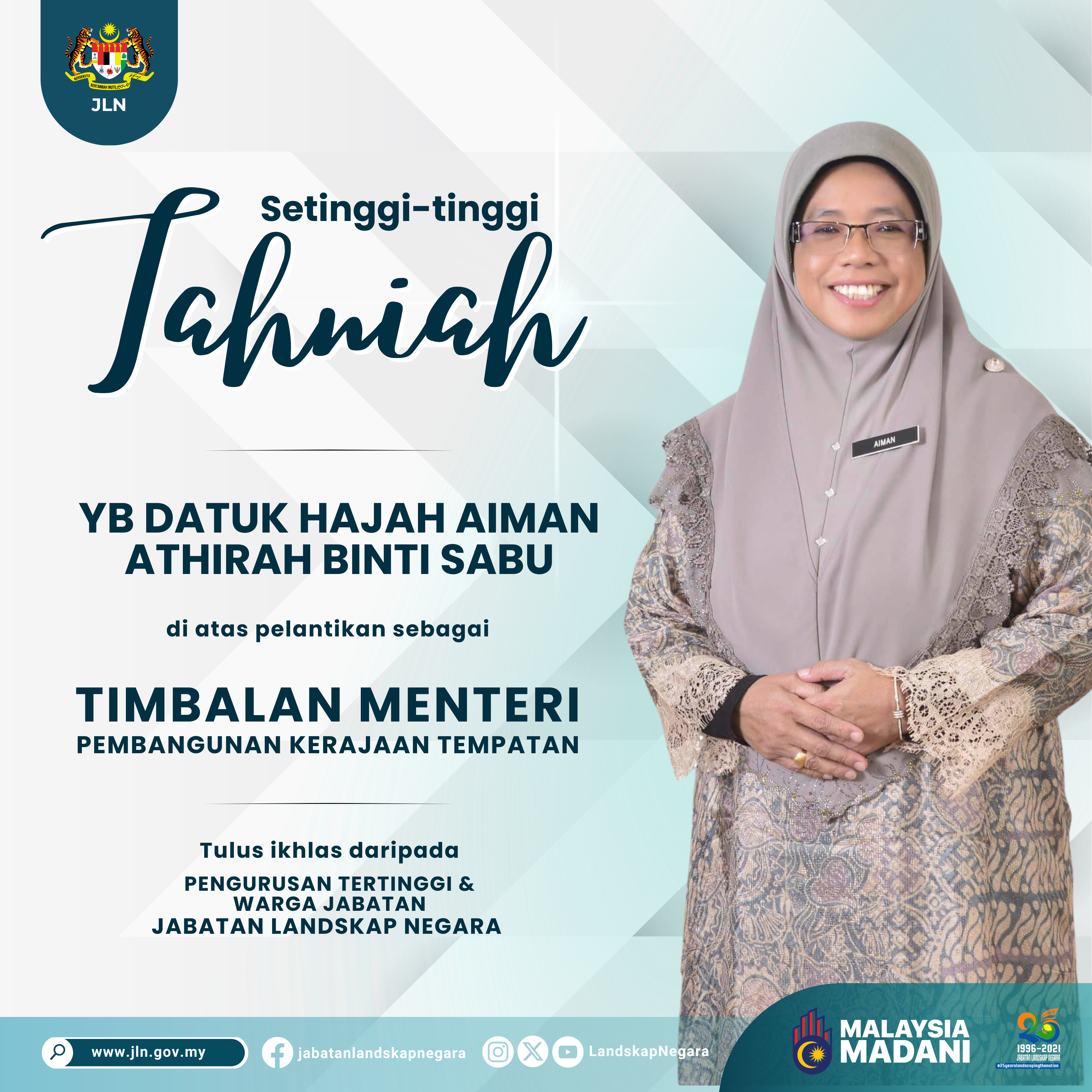 Tahniah- Timbalan Menteri YB Hajah Aiman Athirah